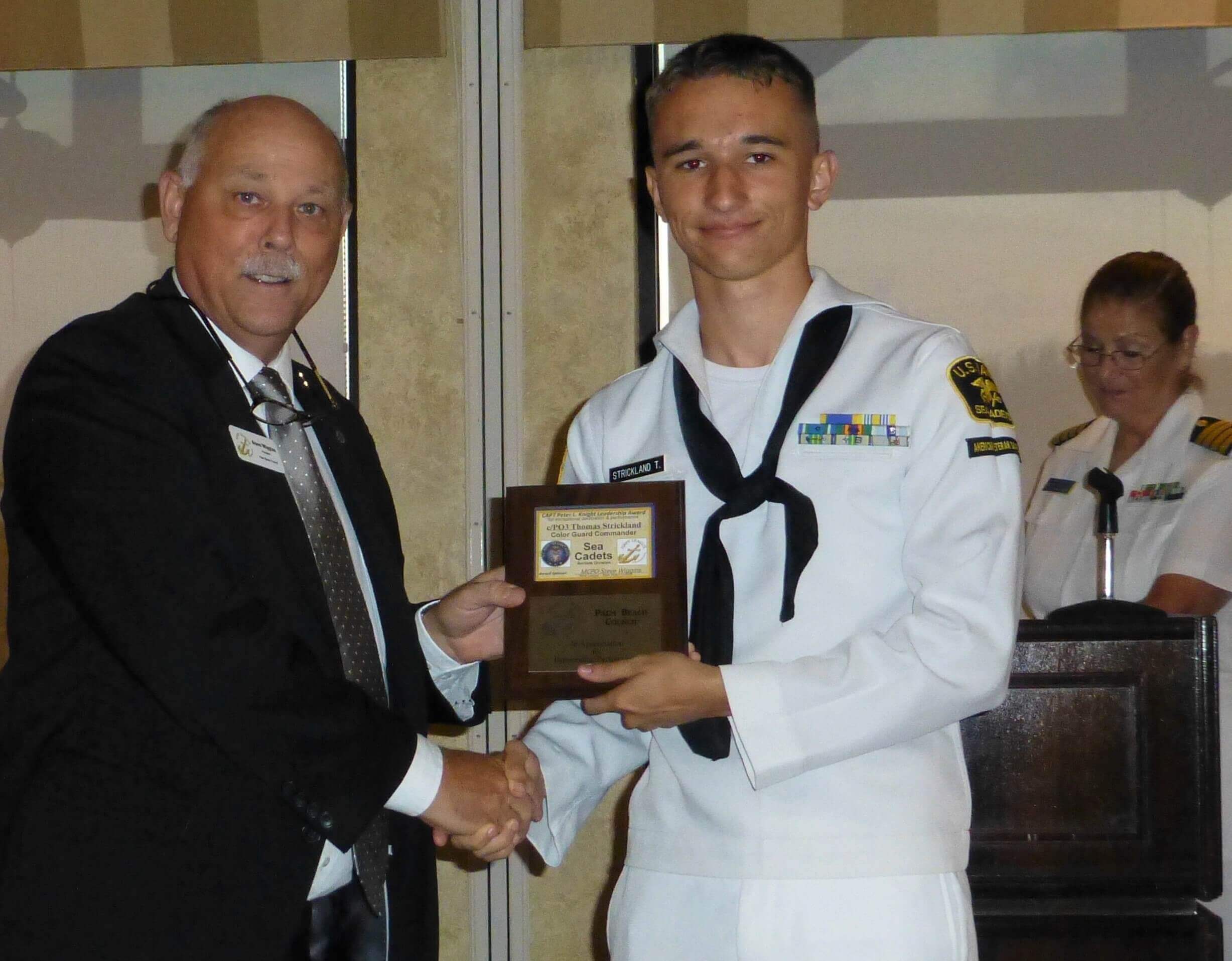 Council Pres Steve Wiggins and PB Sea Cadet Thomas Strickland-Color Guard Commander
